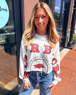 White Phipps Razorback Cropped Sweatshirt - Blue Moon Bentonville