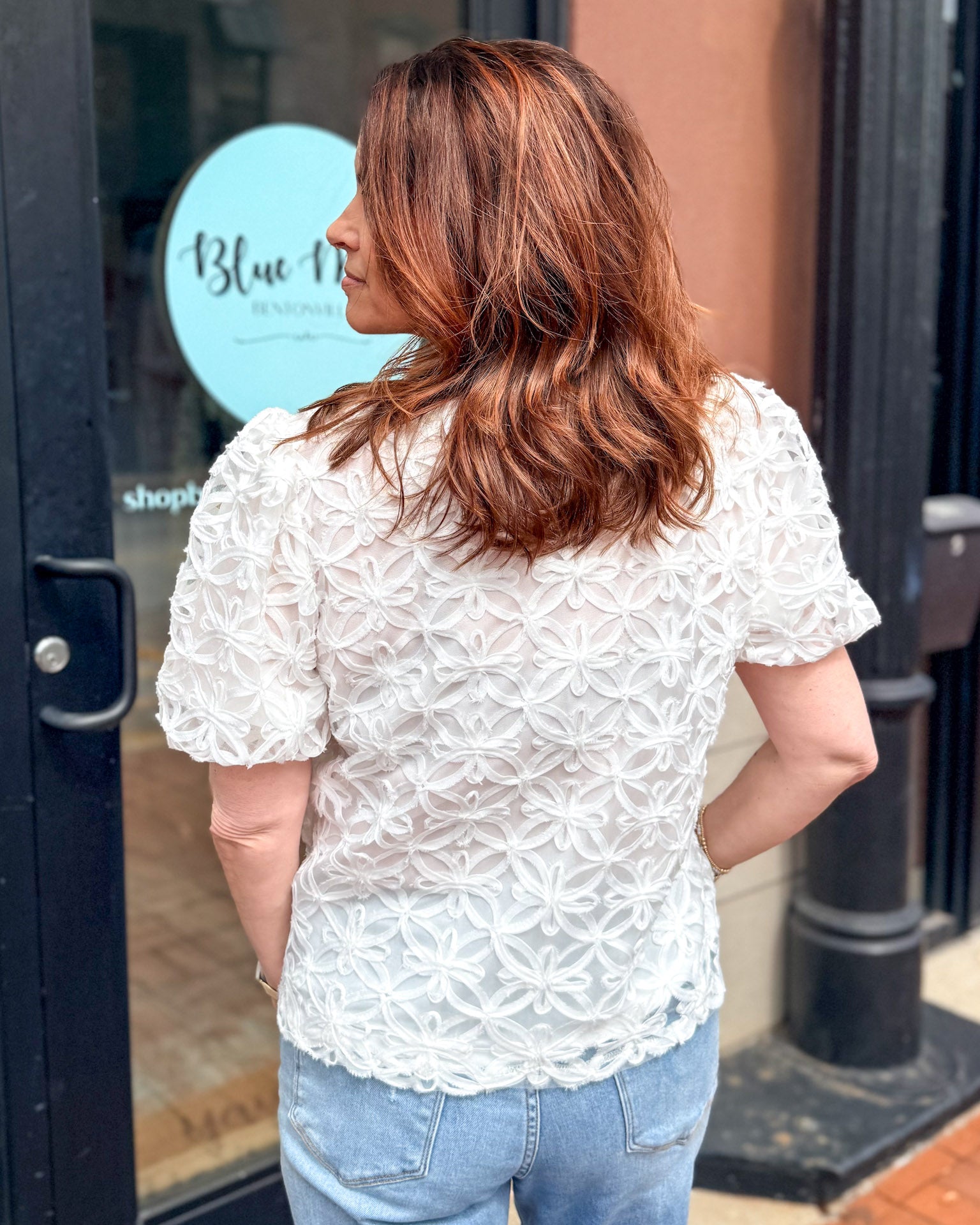 White Floral Overlay Top