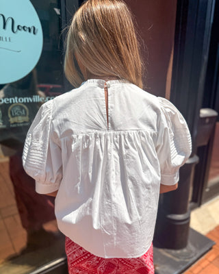 White Lace-Trimmed Blouse