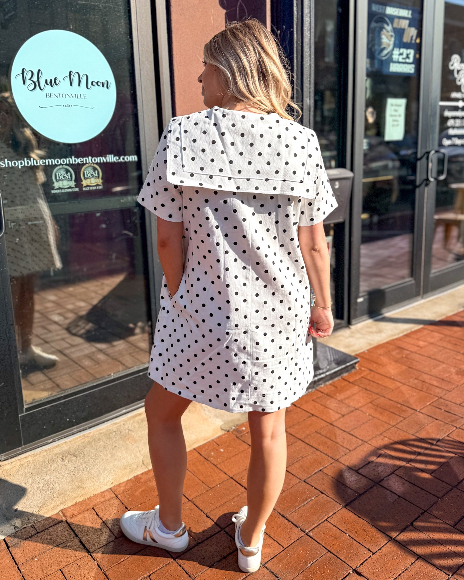 White Polka Dot Collared Dress