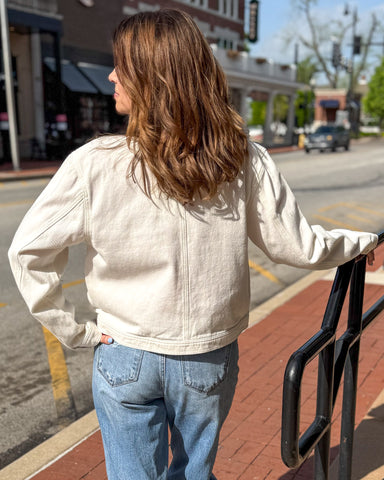 White Denim Bomber Jacket