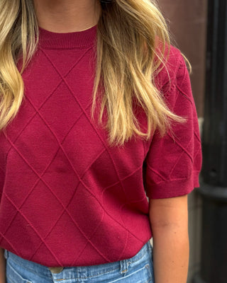 Wine Diamond Pattern Sweater - Blue Moon Bentonville