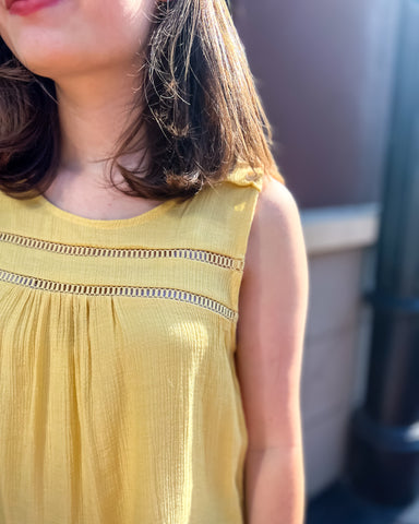 Yellow Sleeveless Top with Lace Back