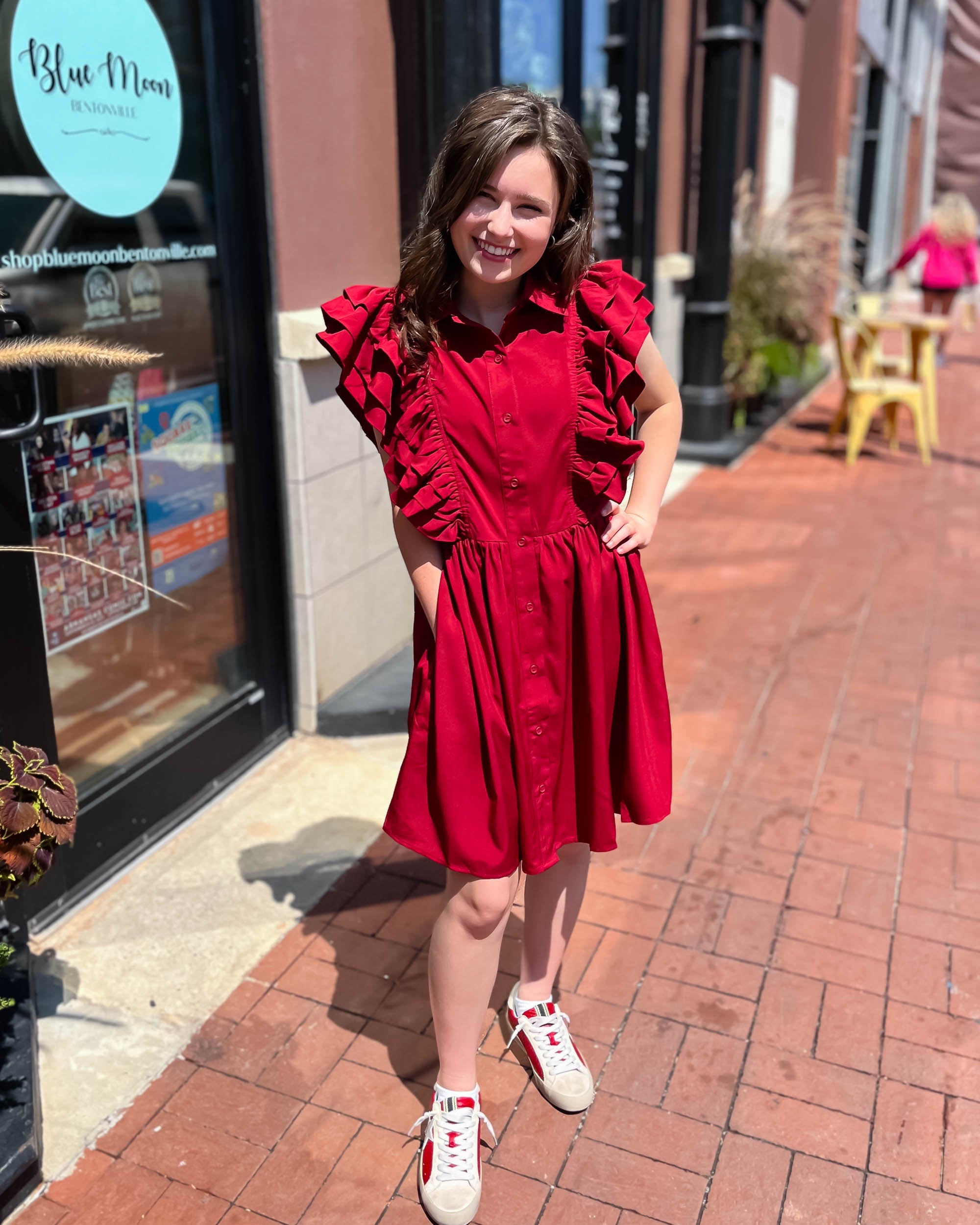 Ruby Dress w/Ruffled Sleeves