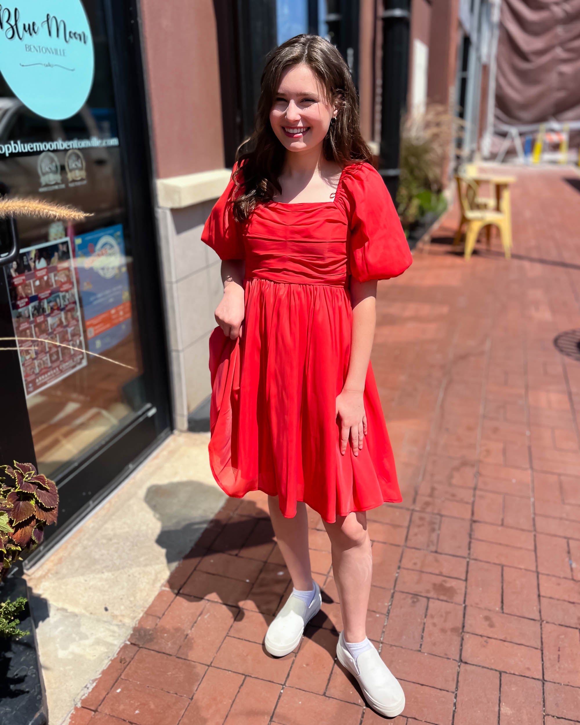 Shimmery Coral Babydoll Dress