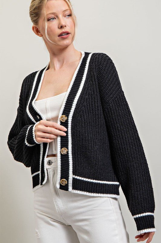 Black & White Classic Cardigan - Shopbluemoonbentonville