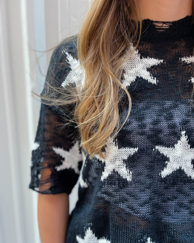 Black/Ivory Star Sweater - Shopbluemoonbentonville