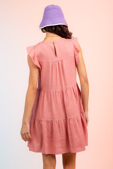 Blush Linen Tiered Mini Dress - Shopbluemoonbentonville