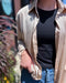 Champagne Satin Button-Down Blouse - Shopbluemoonbentonville