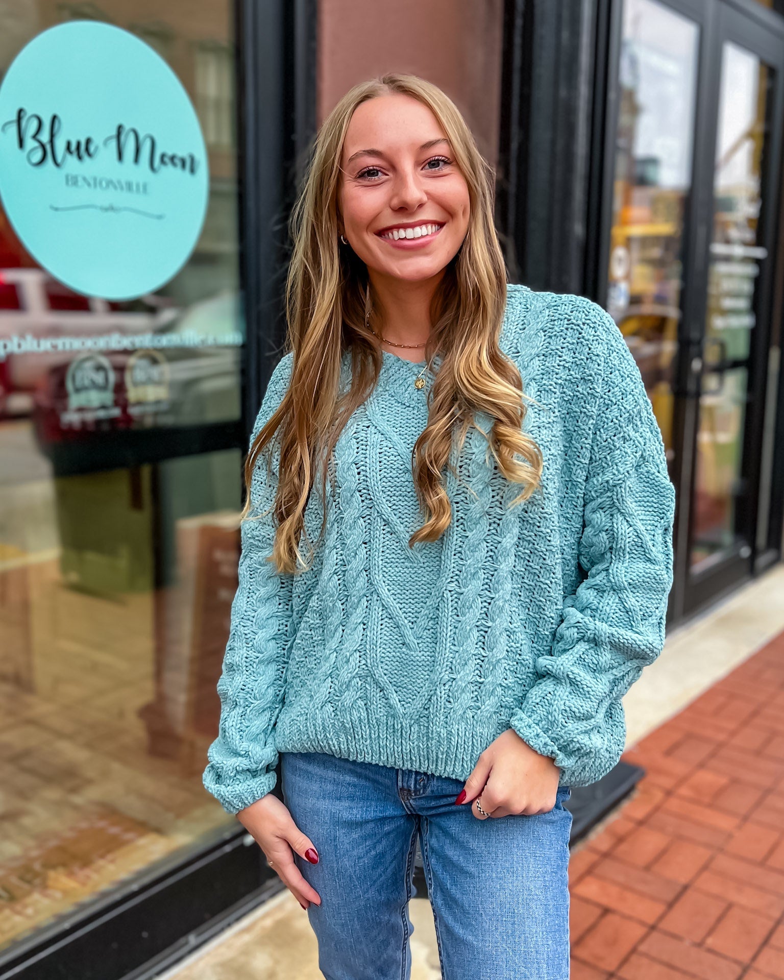 Teal 2024 chenille sweater