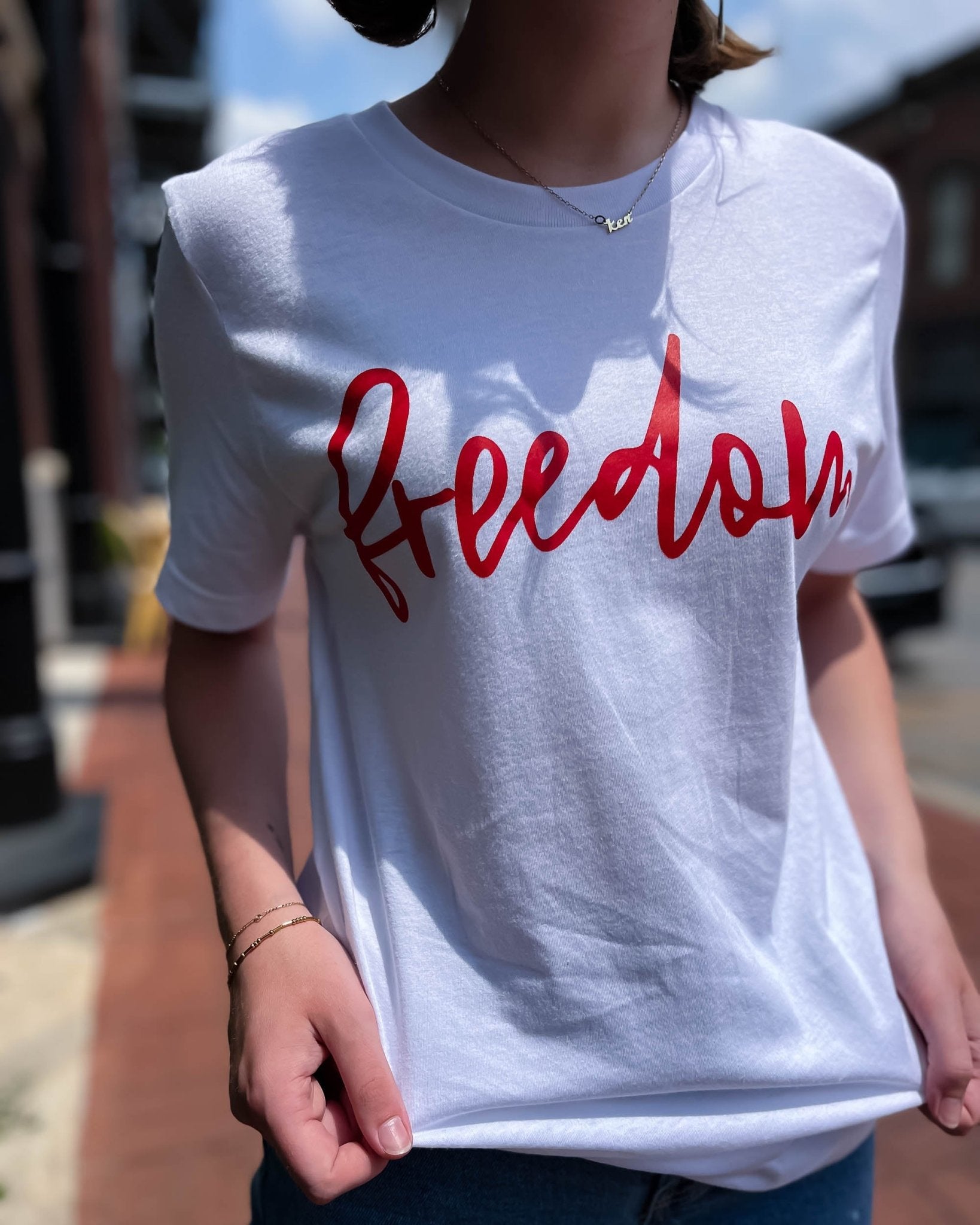 Freedom Script T-shirt - Shopbluemoonbentonville