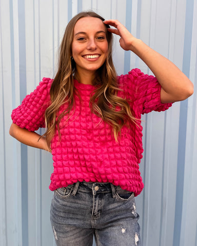 Fuchsia Bubble Texture Top - Shopbluemoonbentonville