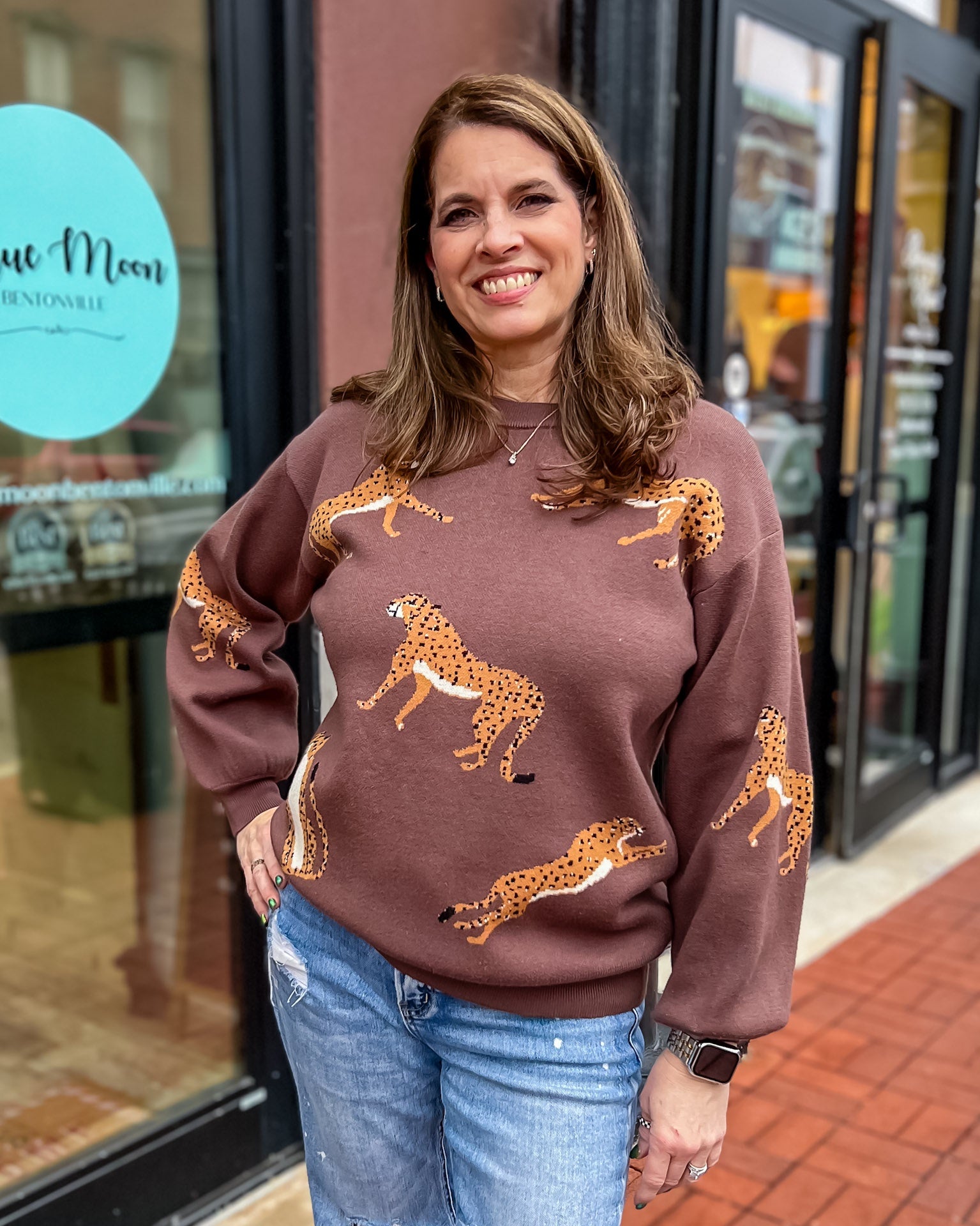 Mocha Cheetah Pattern Sweater