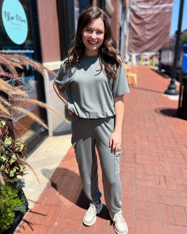 Olive Lounge Wear Cargo Pants - Shopbluemoonbentonville