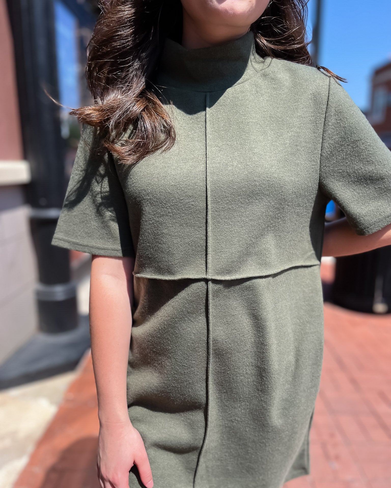 Olive Mono-Blocked Dress - Shopbluemoonbentonville