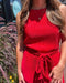 Red Pleated Romper w/Halter Top - Shopbluemoonbentonville