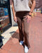 Russet Brown Check Print Flare Pants - Shopbluemoonbentonville