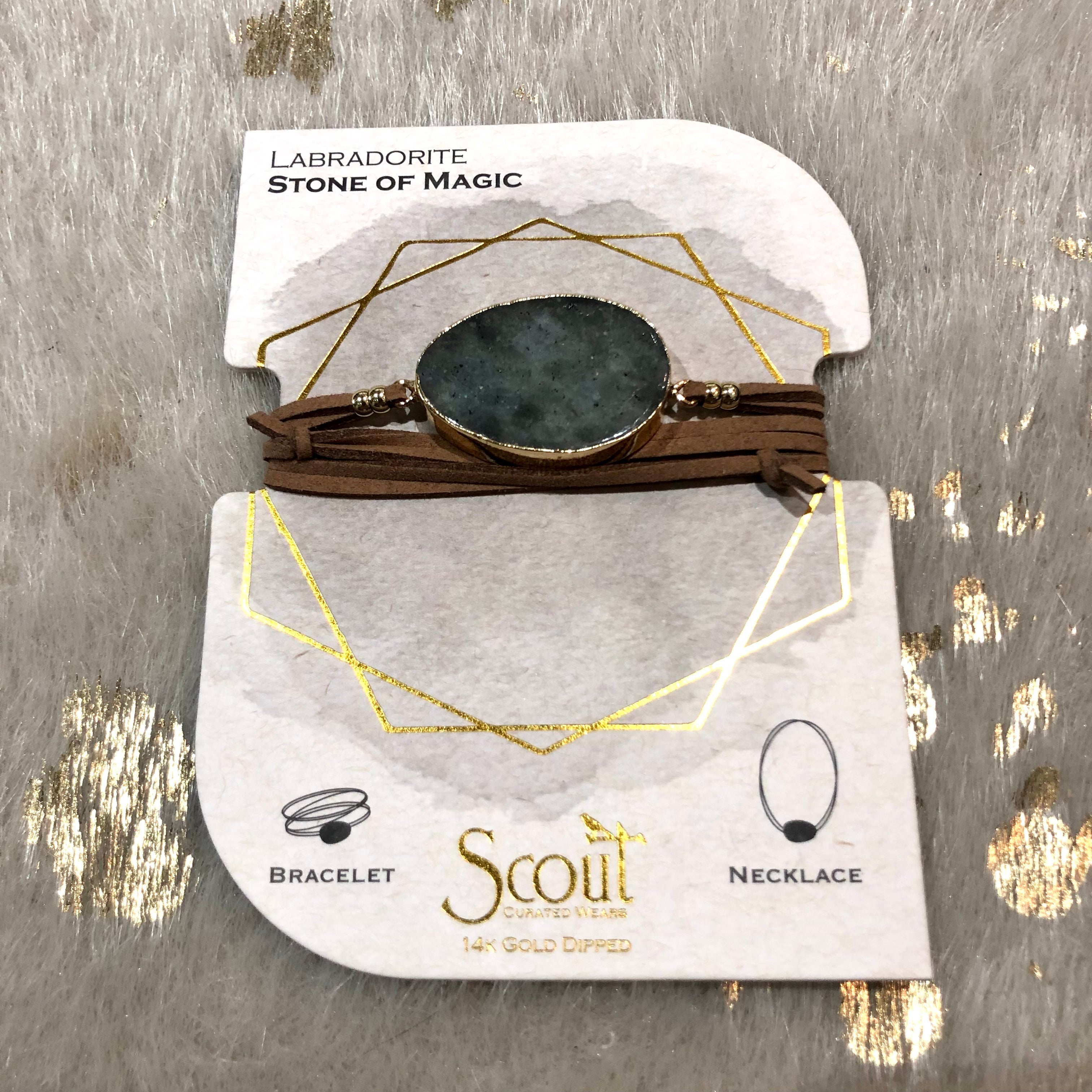 Suede & Stone Wrap Bracelet/Necklace - Shopbluemoonbentonville