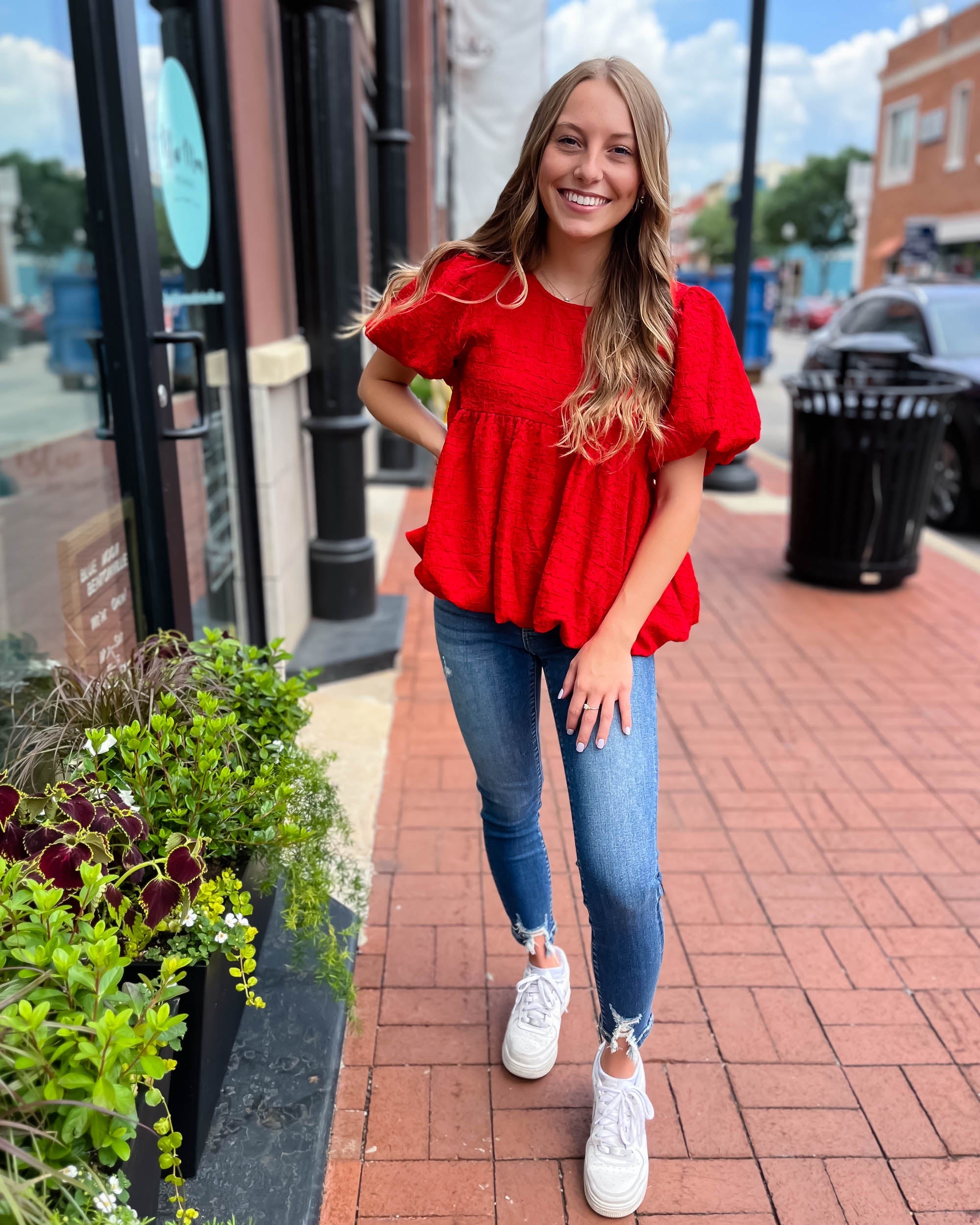 Tomato Red Babydoll Top - Shopbluemoonbentonville